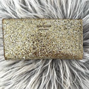 kate spade new york gold glitter wallet